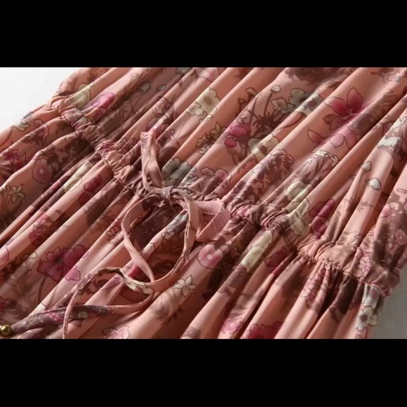 ❤️Bohemian Floral Print Maxi Dress Pink Boho Gypsy - Picture 3 of 6